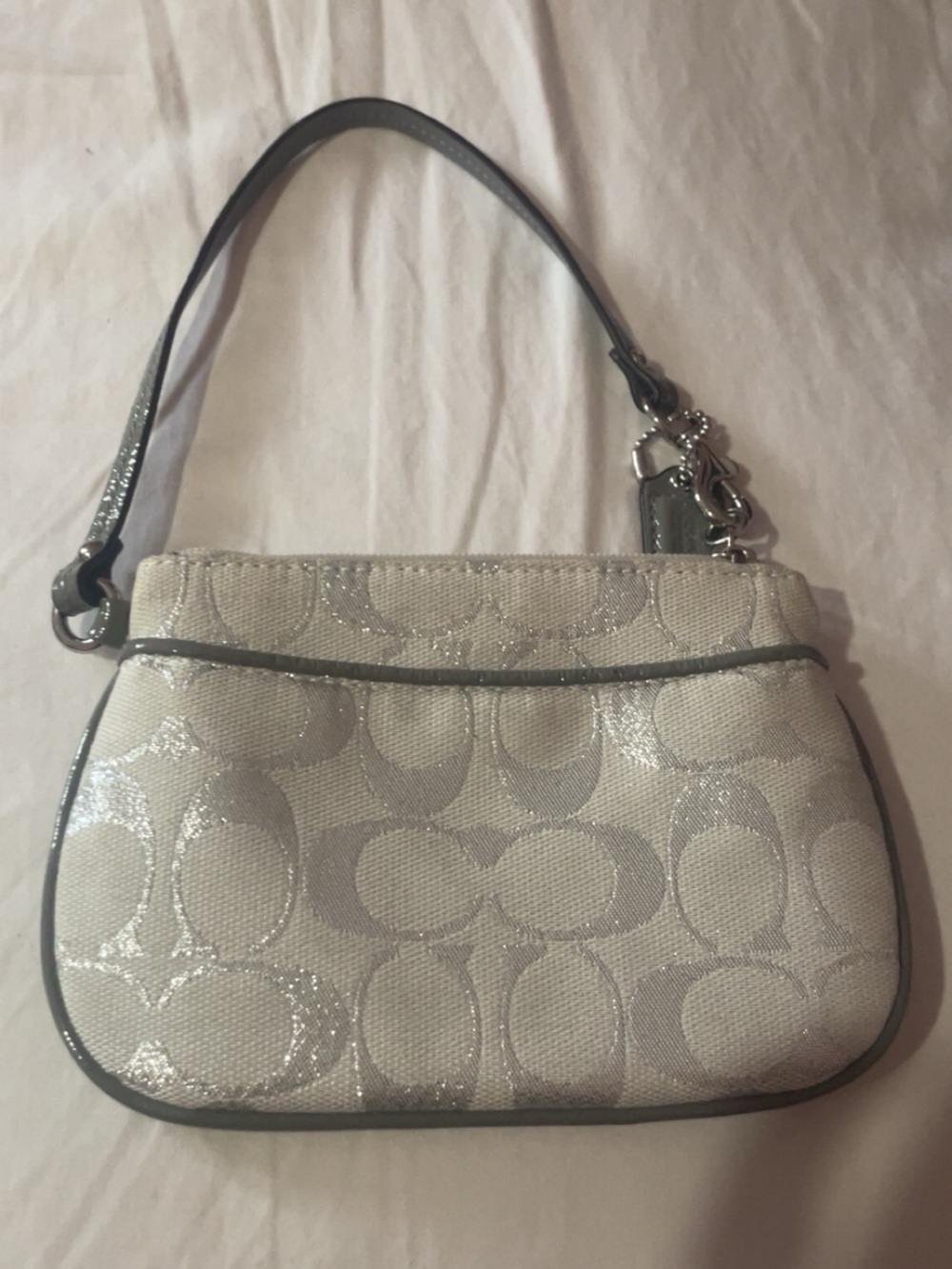 Vintage Coach Silver Signature Shimmer Kierra Wristlet